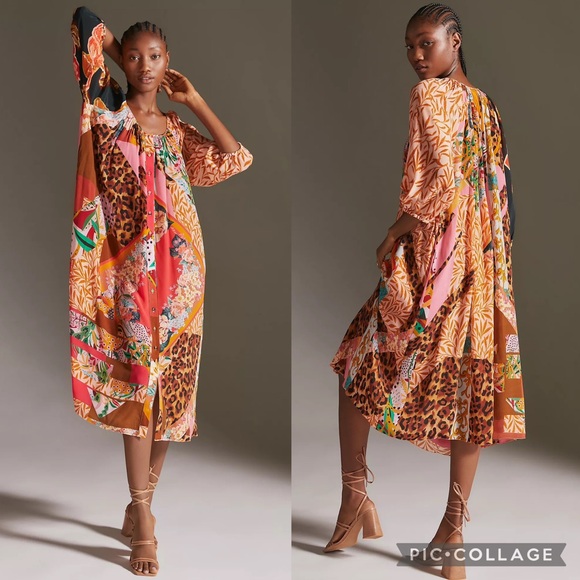 Anthropologie Dresses & Skirts - Geisha Designs Collage Midi Dress - Size S (Oversized) - Multicolor - NWT/Flawed